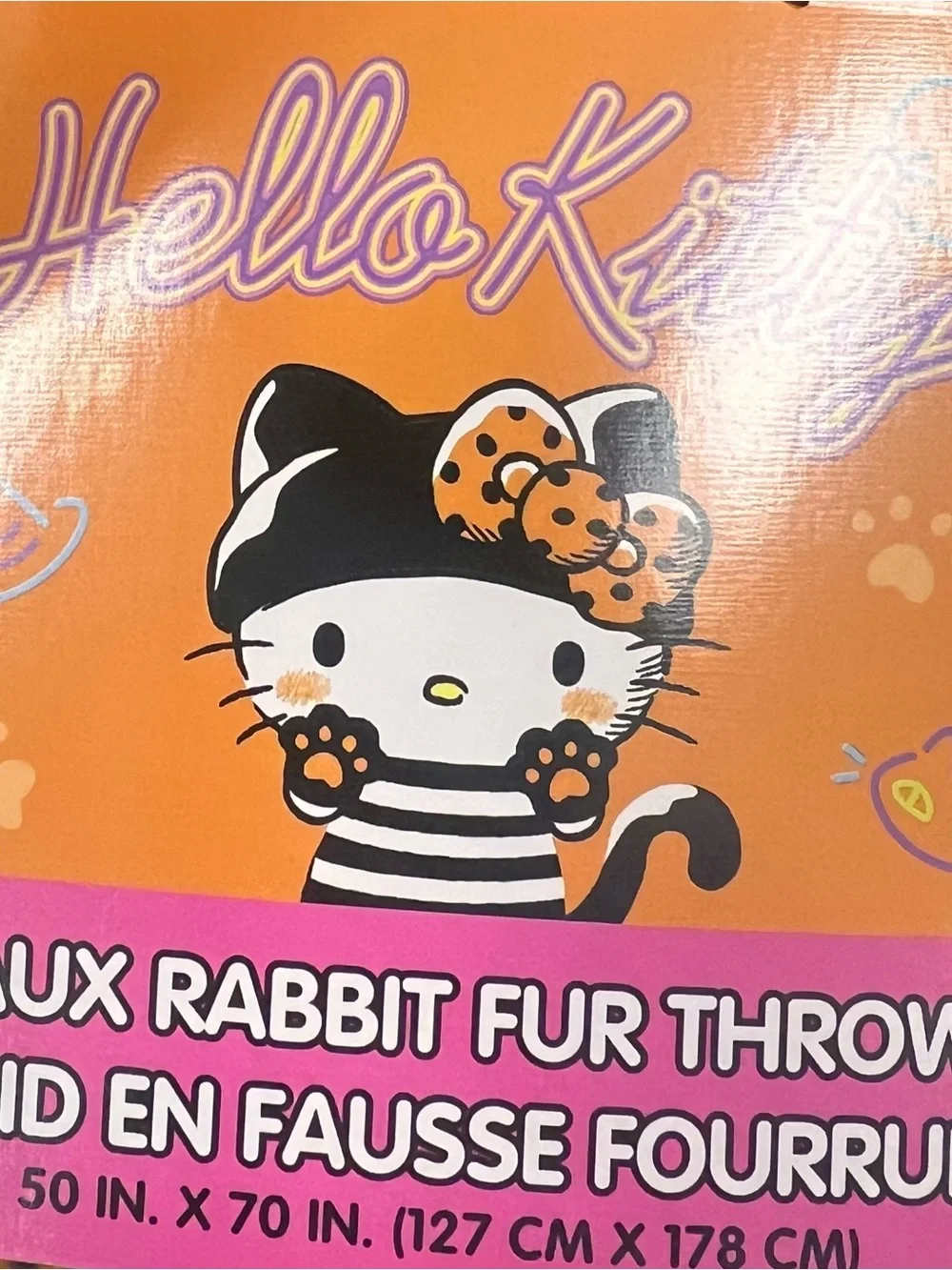 Hello Kitty Black, White & Orange Striped Cat Graphic